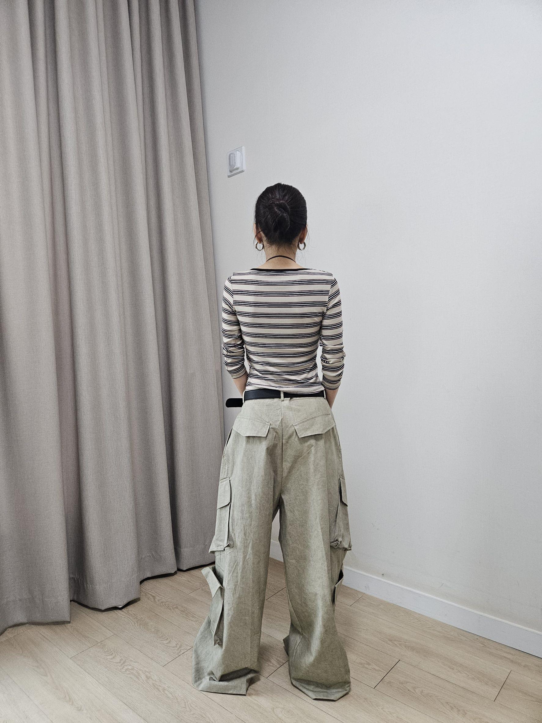 大口袋靜音工作寬褲